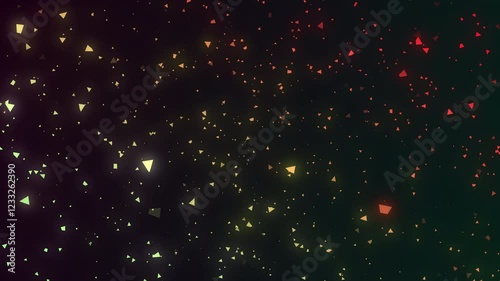 Particles, 4K, black background, glow, gradient, special effects, animation, background, material, nature, motion, simple, pattern, space, effect, triangle, light, neon, yellow, red