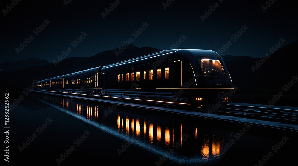 Naklejka premium Futuristic Orient Express Luxury Train Renovation Concept Render