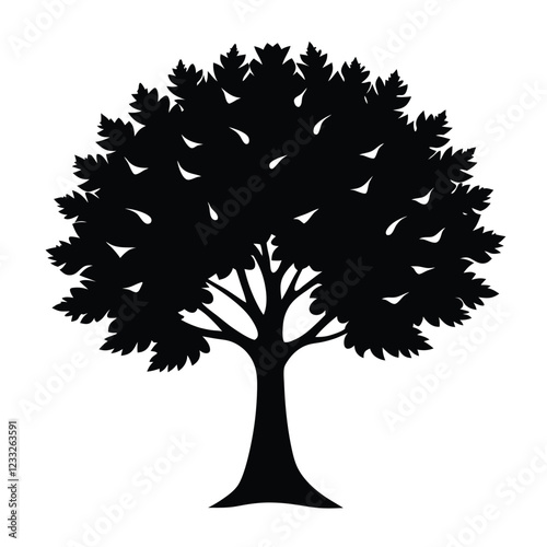 Silhouette of A Hazel Tree vector illustration