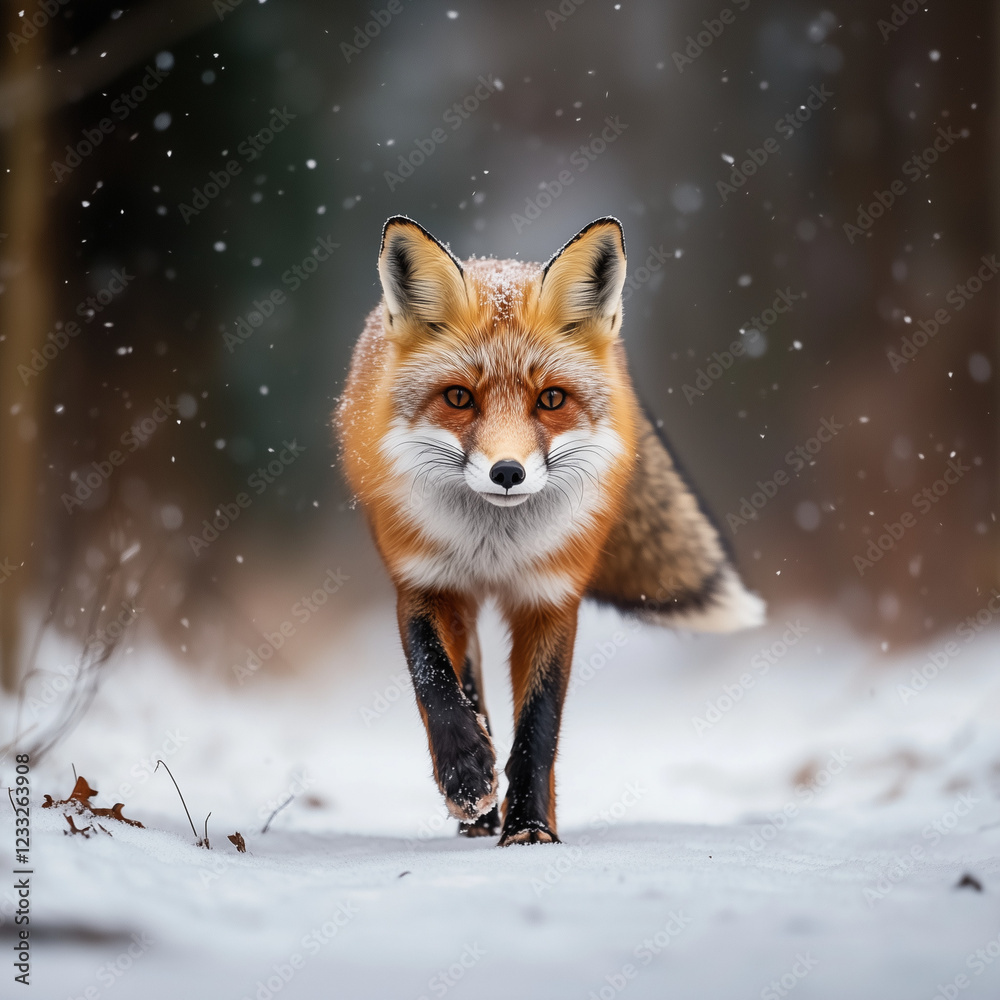 Majestic Red Fox in a Snowy Landscape Majestic Red Fox in a Snowy Landscape
