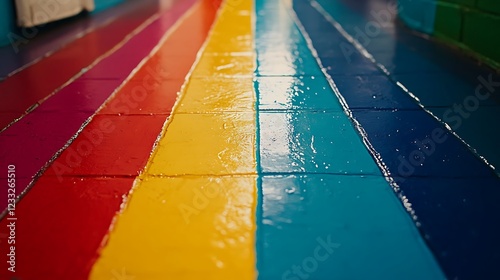 Rainbow Colored Tiles Form A Bright Pathway