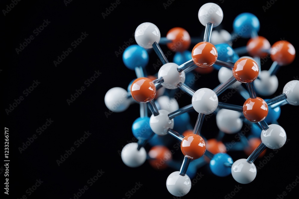 Atoms and bonds glowing molecular arrangements in 3d space Atoms and bonds glowing molecular arrangements in 3d space