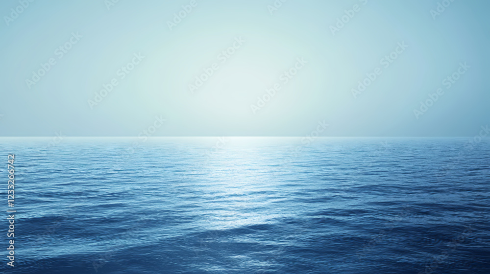 Fototapeta premium Blue gradient abstract background with soft horizontal transitions. Ocean Horizon. Illustration