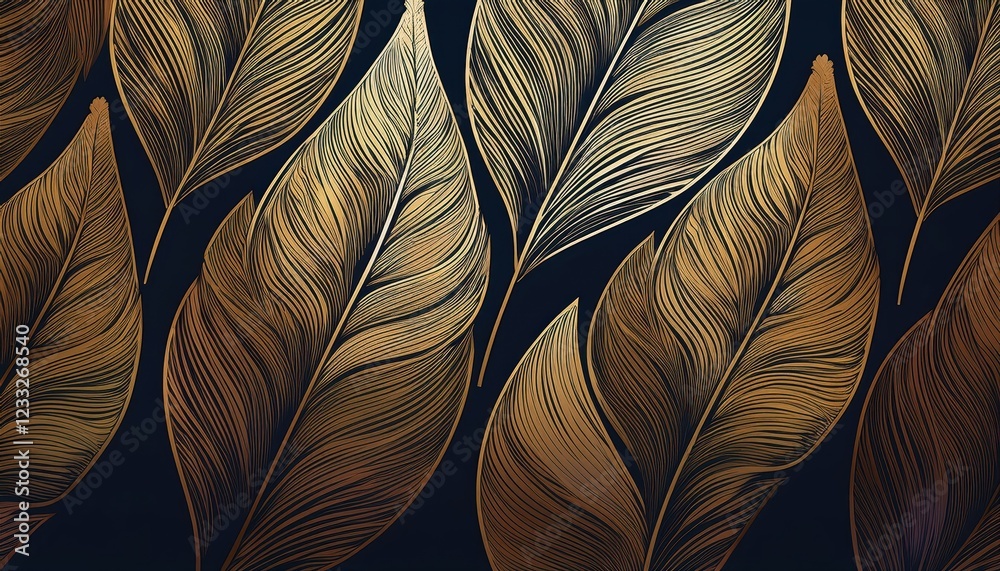 Elegant Golden Leaf Vector Backdrop with Opulent Ambiance, Perfect for HighEnd Design and Marketing Materials Elegant Golden Leaf Vector Backdrop with Opulent Ambiance, Perfect for HighEnd Design and Marketing Materials