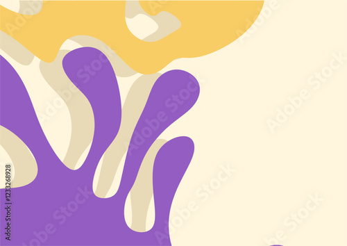 Abstract background with curved shapes, purple, turquoise, orange, yellow. Wall decor, decoration, graphics
