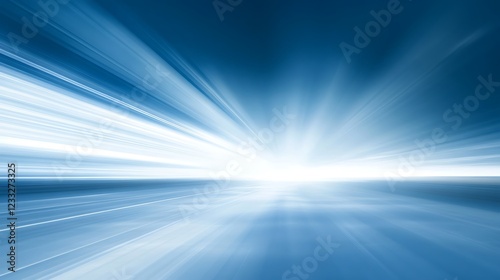 Abstract Blue Speed Lines Converging Horizon