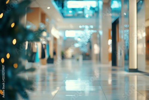 Wallpaper Mural Abstract blurred view of a luxury shopping mall interior with defocused lights reflecting on the glossy floor Torontodigital.ca
