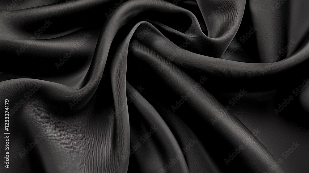 Fototapeta premium Soft Black Satin Fabric Texture with Gentle Draping and Shine