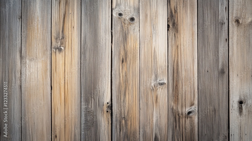 Naklejka premium Rustic Wooden Planks with Knots and Textured Grain Pattern for Backgrounds and Designs
