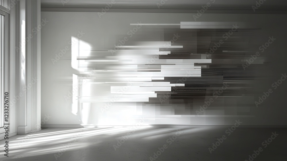 Abstract Light and Shadow Patterns in Minimalist Interior Space