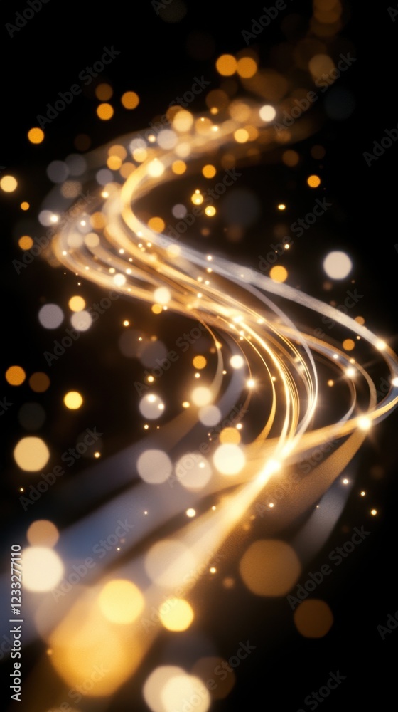 Fototapeta premium Glowing golden lights creating a mesmerizing wave pattern