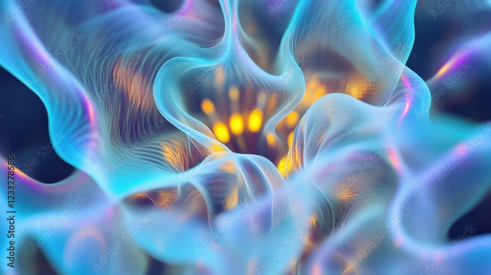 Obraz premium Abstract glowing flower with vibrant colors and fluid shapes