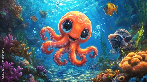 Adorable Octopus Underwater Adventure
