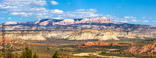 Powell point panorama in Utah. Powell Point is the southernmost tip of a narrow promontory projecting from Table Cliff Plateau, the southern section of the Escalante Mountains photo