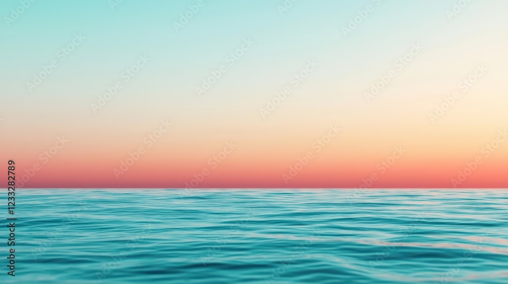 Obraz premium Serene Horizon at Sunrise with Calm Ocean Waves and Soft Colors