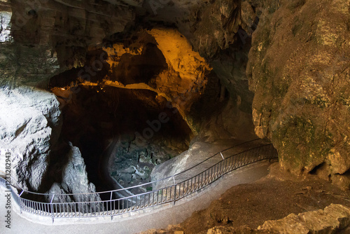 Tableau sur toile Natural Entrance and trail descending into Carlsbad Caverns National Park, New M