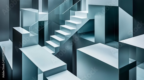Modern Architectural Design with Geometric Shapes and Stairs