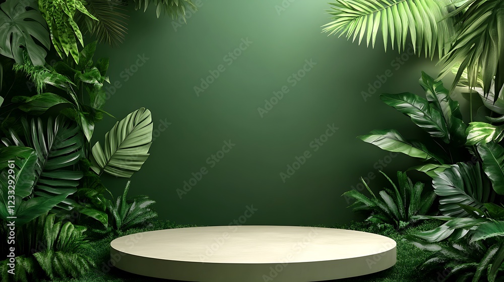 Lush Green Tropical Paradise: Product Display Platform Lush Green Tropical Paradise: Product Display Platform