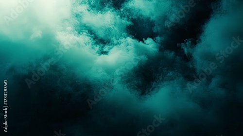 Wallpaper Mural Ethereal Smoke Clouds in Shades of Teal and Dark Background Torontodigital.ca