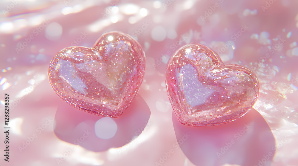 Obraz premium Romantic Hearts in Dreamy Glow
