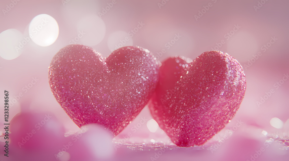 Fototapeta premium Romantic Hearts in Dreamy Glow