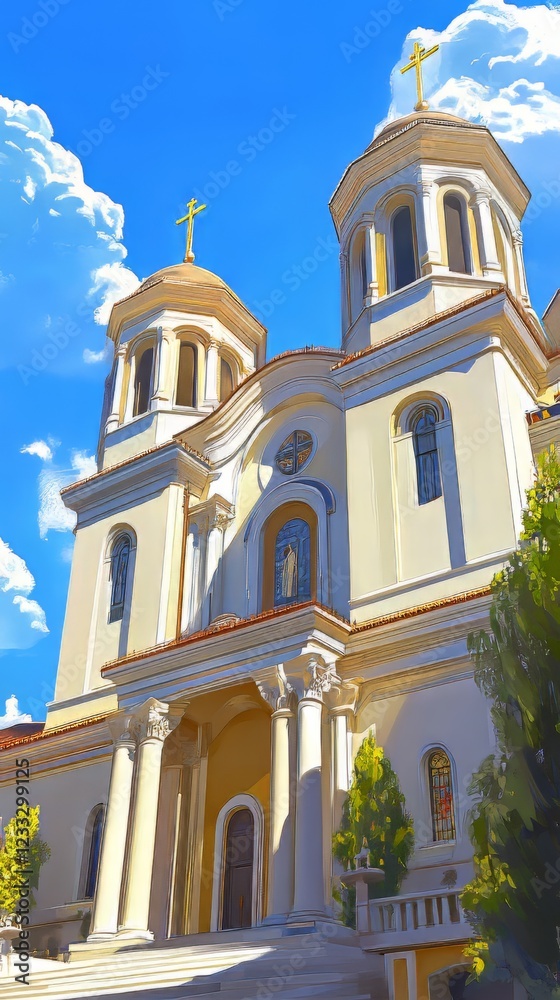 Fototapeta premium Grand church under a sunny sky
