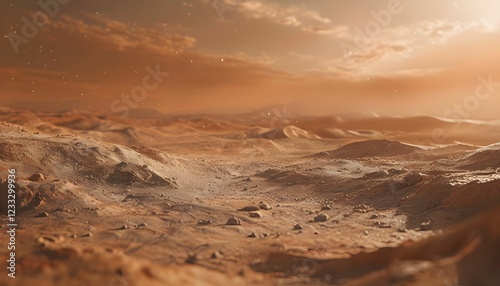 Alien Desert Landscape with Warm Hues Wallpaper Background photo