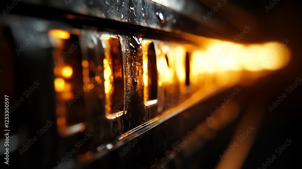 Illuminated Metal Grid: Abstract Industrial Glow Illuminated Metal Grid: Abstract Industrial Glow