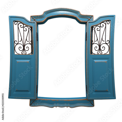 old wooden portal with metal details