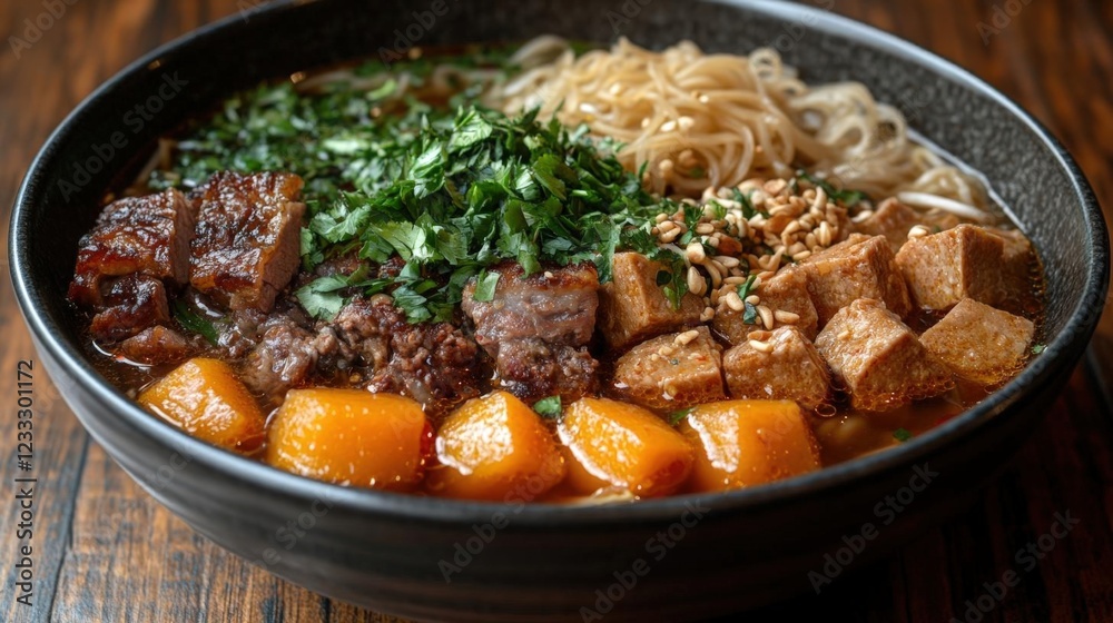 Warm Asian Noodle Soup with Roasted Duck Pumpkin and Tofu Warm Asian Noodle Soup with Roasted Duck Pumpkin and Tofu