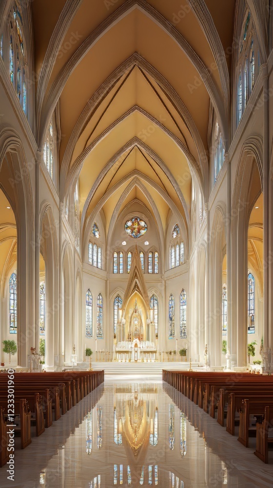 Obraz premium Grand cathedral interior, serene light