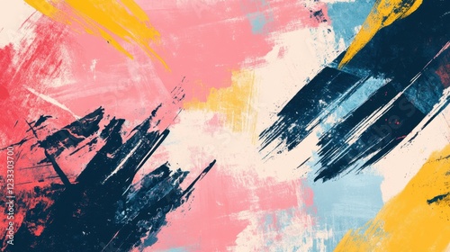 Abstract Brush Strokes in Vibrant Colors for Modern Art Background