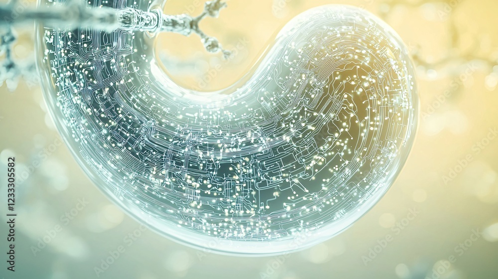 Fototapeta premium Transparent Stomach, Digestive System, Medical Illustration, Healthcare Background, Science