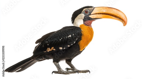 Knobbed hornbill (Rhyticeros cassidix) isolated on white background photo