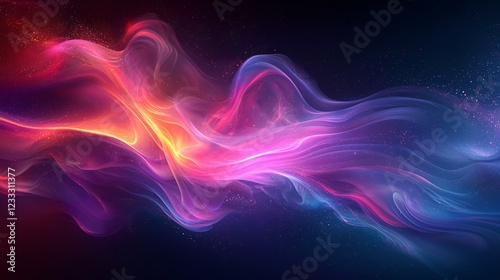Abstract swirling neon lights, cosmic background, energy flow, website design