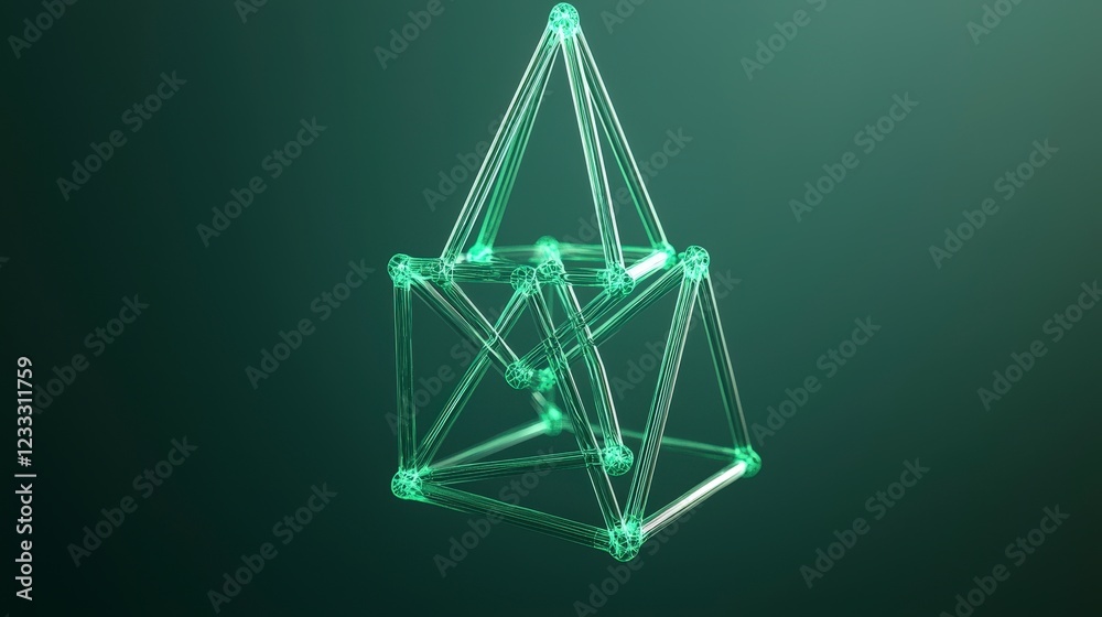 Geometric Structure with Green Lines on a Dark Background Geometric Structure with Green Lines on a Dark Background