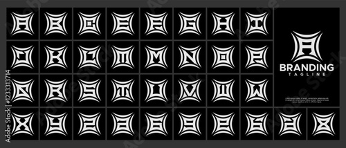 Abstract square sparkle star letter A-Z logo set
