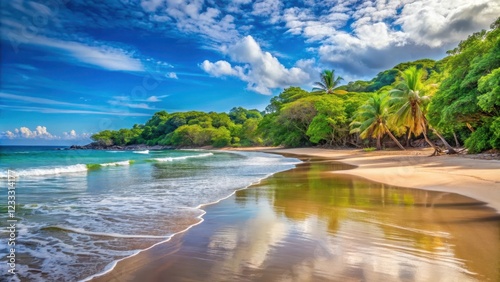 Vibrant beach scene at Playa Tamarindo in Costa Rica , Tamarindo, Costa Rica, tropical, beach, sand, ocean, waves