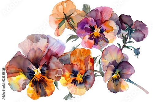 Watercolor Nemesia Isolated on White Background. Beautiful Nemesia Flower