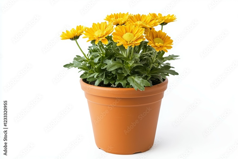 Yellow flower pot with a yellow flower in it Yellow flower pot with a yellow flower in it