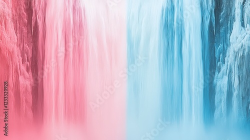Stunning Dual-Toned Waterfalls in Bright Pink and Soft Blue Hues