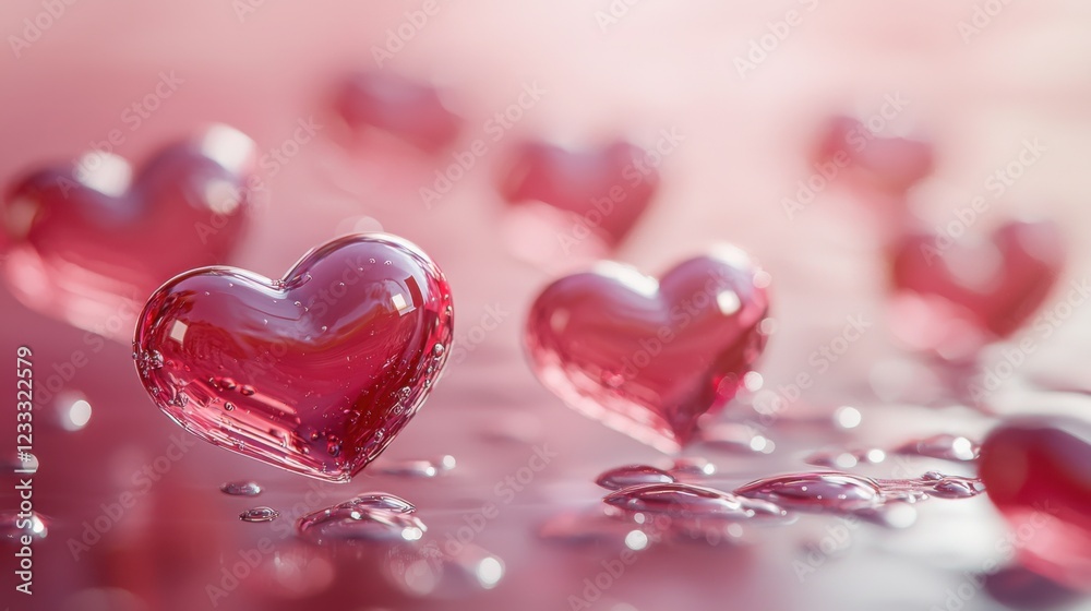Obraz premium Heart shaped object surrounded by small hearts for valentines day e-commerce banner design