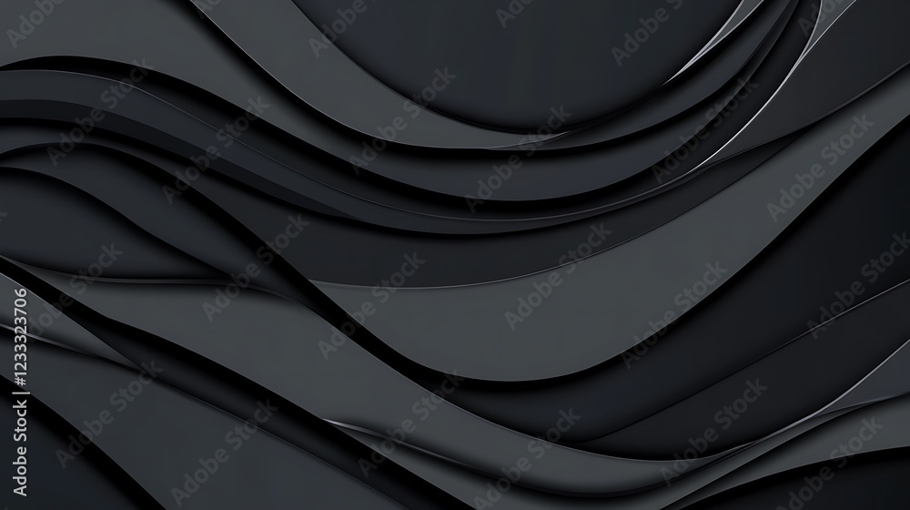 Fototapeta premium Abstract Dark Grey Wavy Layers Design