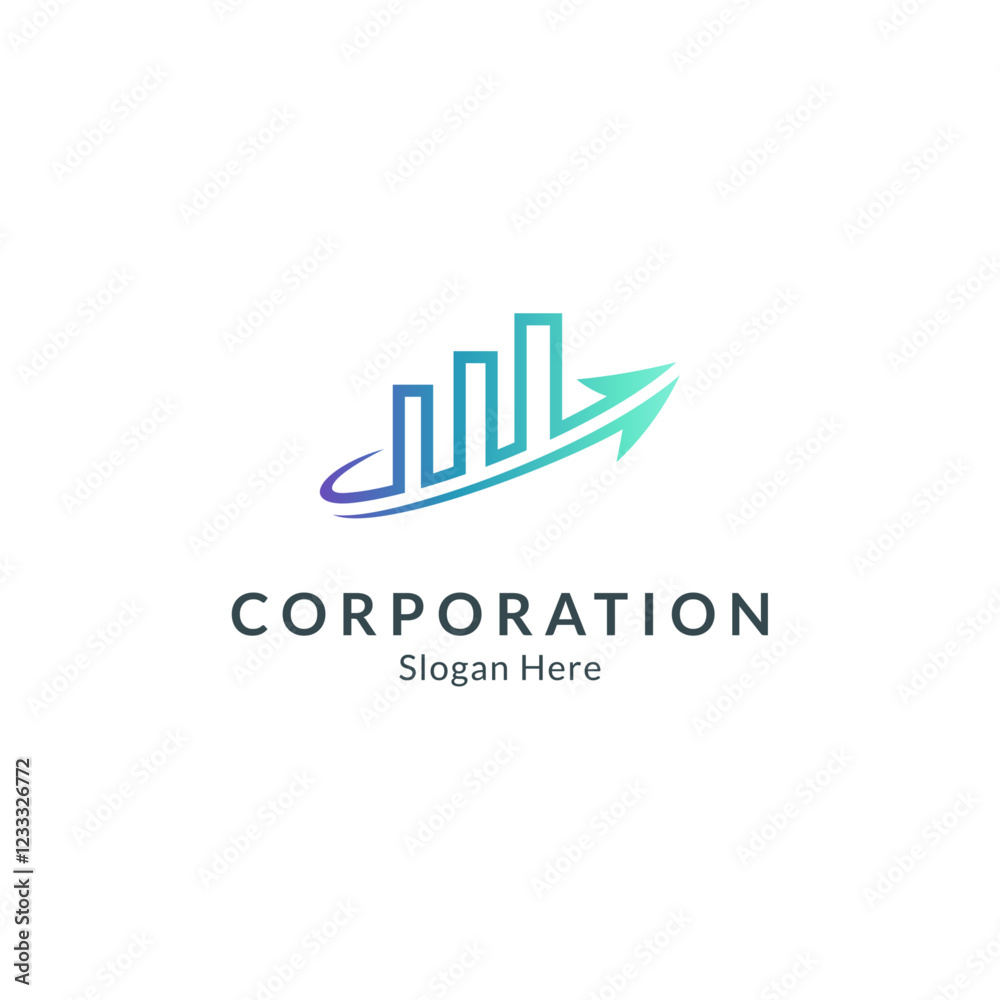 graphic chart business logo with fast up arrow in flat design graphic chart business logo with fast up arrow in flat design