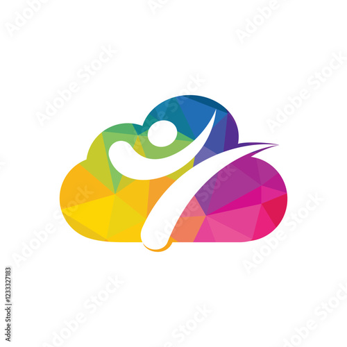 Karate sports with cloud vector logo design. Martial art logo concept.