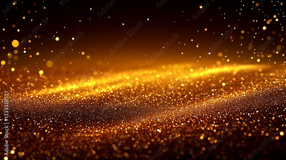 Fototapeta premium Golden Glitter Waves Abstract Background
