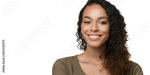 Young Latin-American woman happy and smiling isolated. transparent background. png 