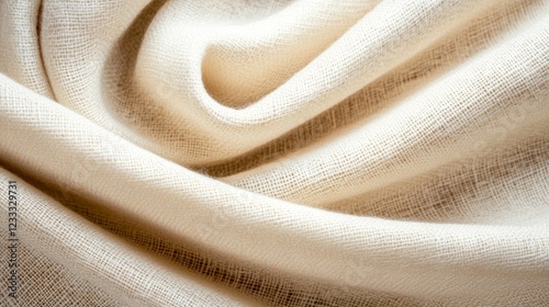 Cream-colored fabric, softly draped and textured.  A luxurious, natural feel.