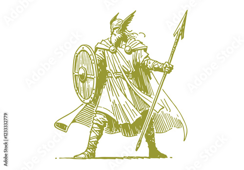 Odin hand drawn sketch vector