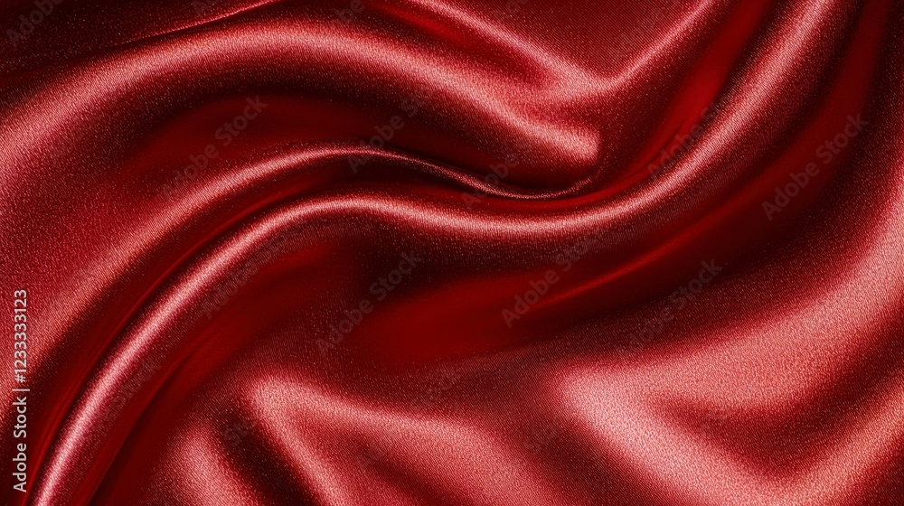 Obraz premium Elegant Smooth Red Satin Fabric Draped in Soft Waves and Creases